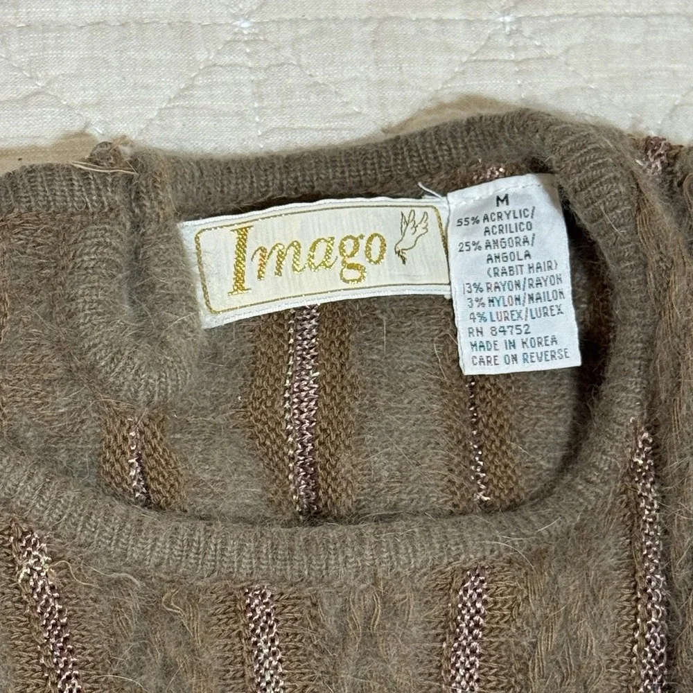 Vintage Angora Blend Fuzzy Textured Sweater Women's Medium‎ Cottagecore Holiday